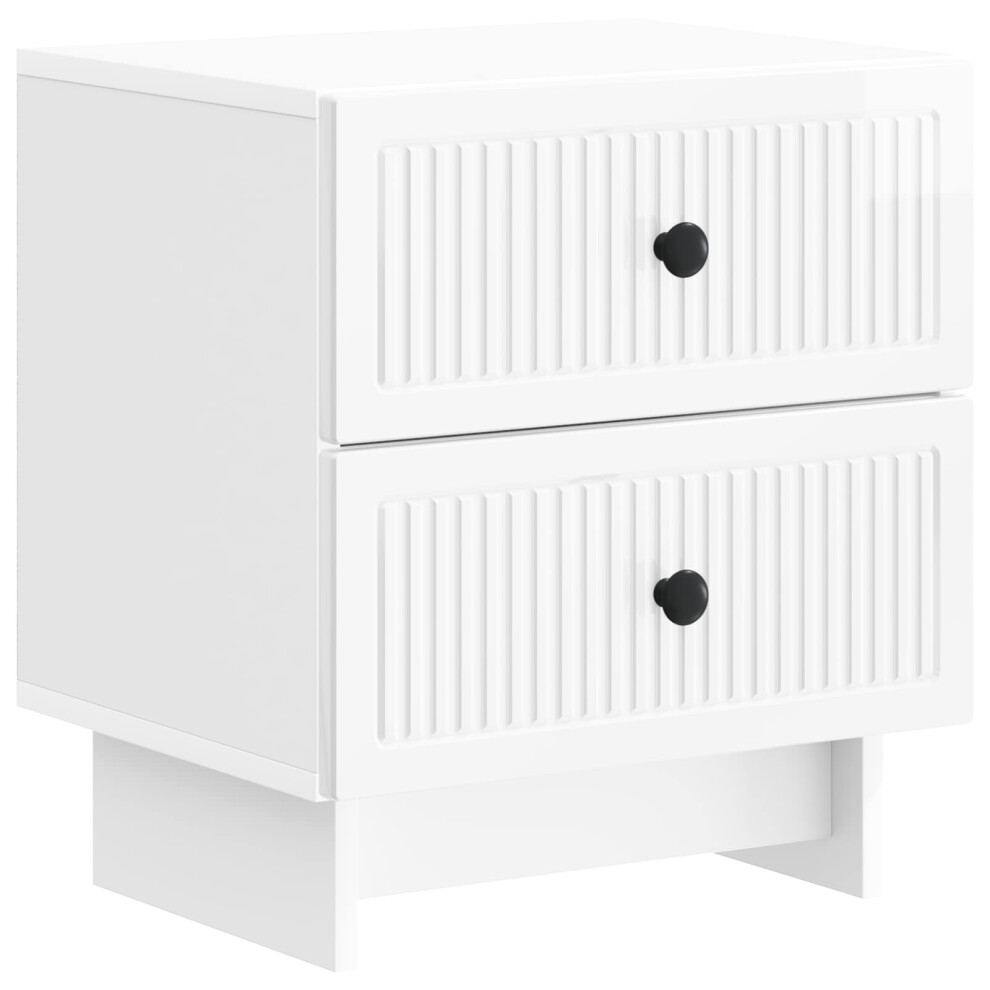 Vidaxl Bedside Cabinet High Gloss White 43 X 34.5 X 47.5 Cm