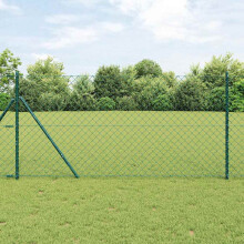 vidaXL Bodenmontierter Maschendrahtzaun 10 x 1,5 m Grün Netz