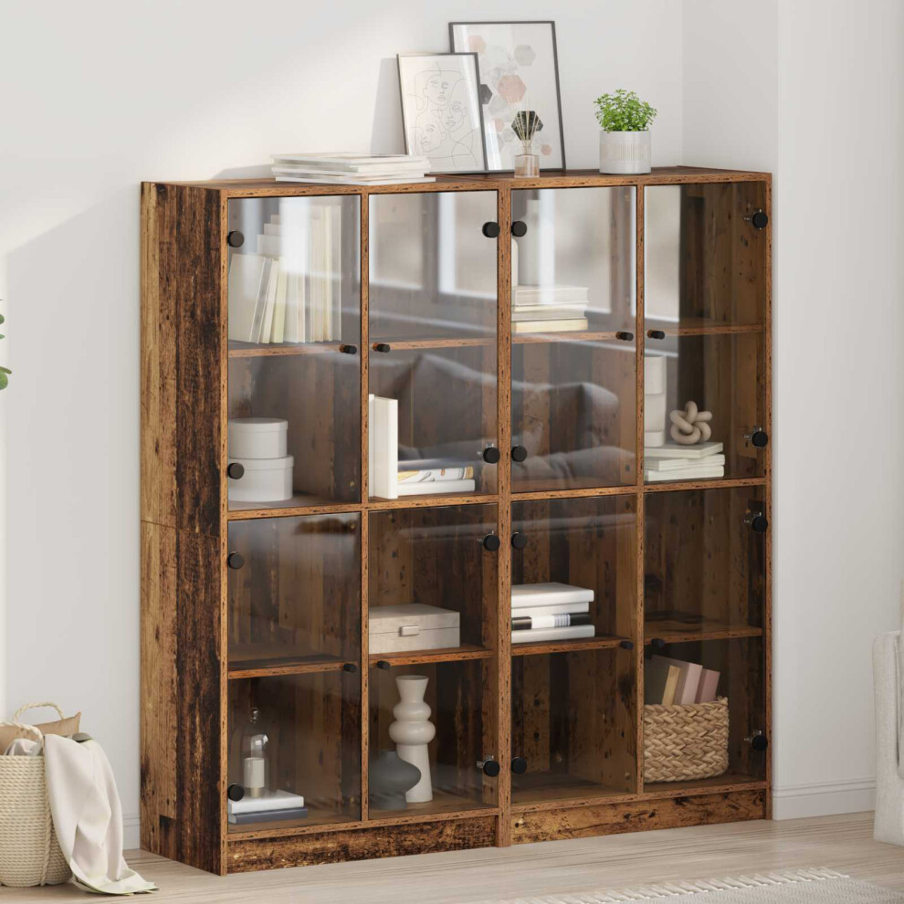 Vidaxl Highboard 2 Pcs Old Wood 68 X 37 X 142 Cm Engineered Wood