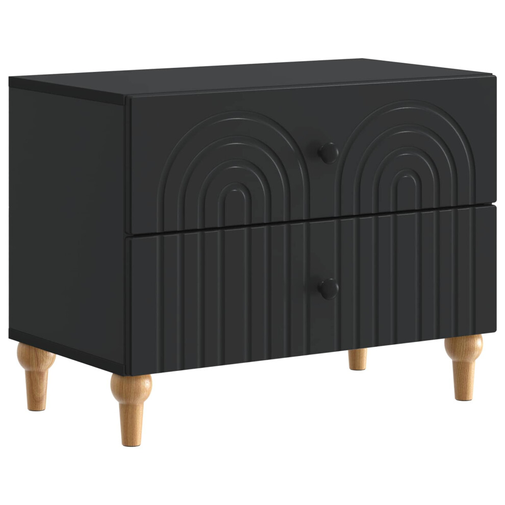 Vidaxl Bedside Cabinet 62 X 34.5 X 48 Cm Engineered Wood Black