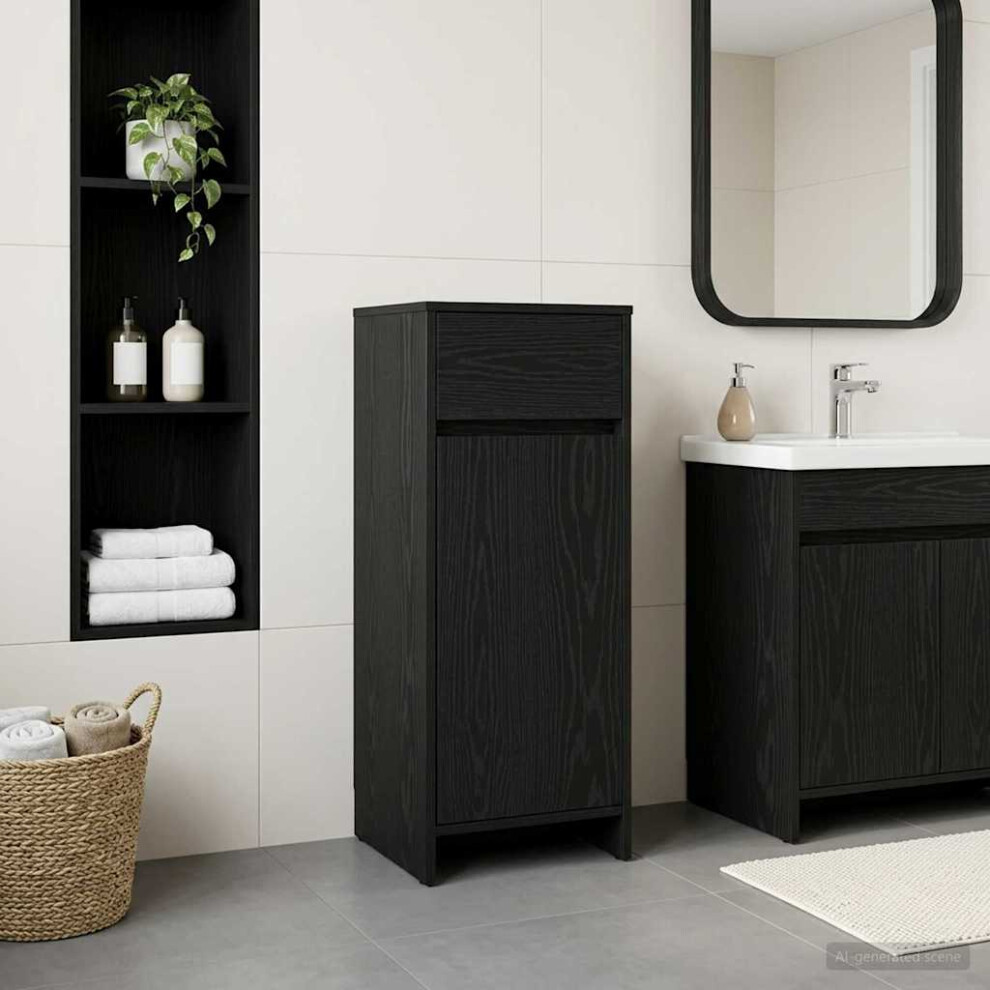 Vidaxl Bathroom Cabinet Oak 35 X 36.5 X 85 Cm Engineered Wood Black