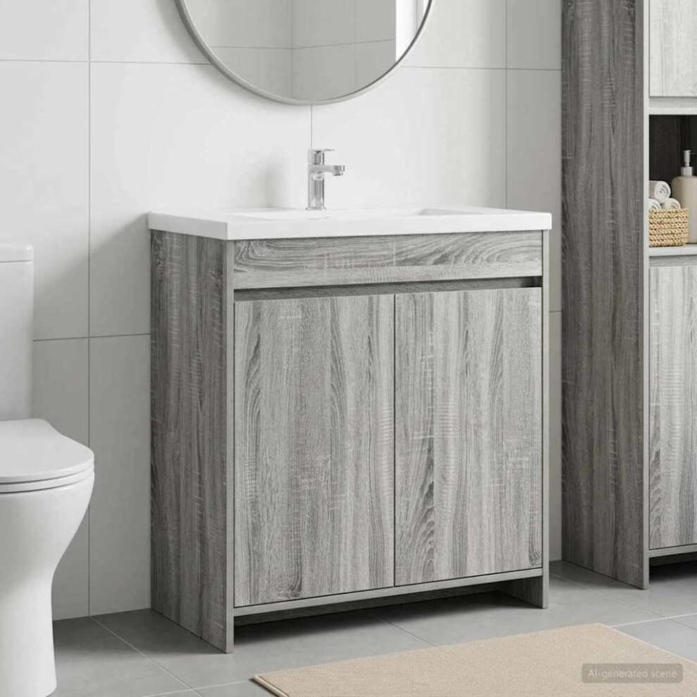 Vidaxl Bathroom Under Sink Cabinet Sonoma 78.5 X 37.5 X 81 Cm Grey