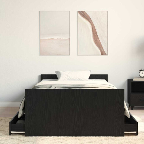 VidaXL vidaXL Bed Frame Black Oak 203 x 103 x 50 cm Engineered Wood 1