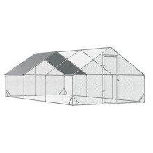 Recinto per pollaio XXL 3x6x2m con tettoia e zona d'ombra, per 12-18 polli e anatre, in acciaio.