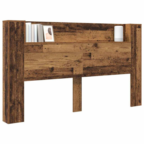 VidaXL vidaXL Storage Headboard with LED Old Wood Engineered Wood 2