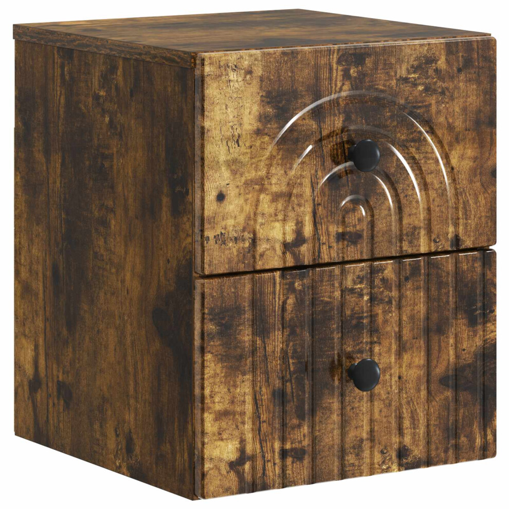 Vidaxl Wall-Mounted Bedside Cabinet Smoked Oak 33 X 34.5 X 40 Cm