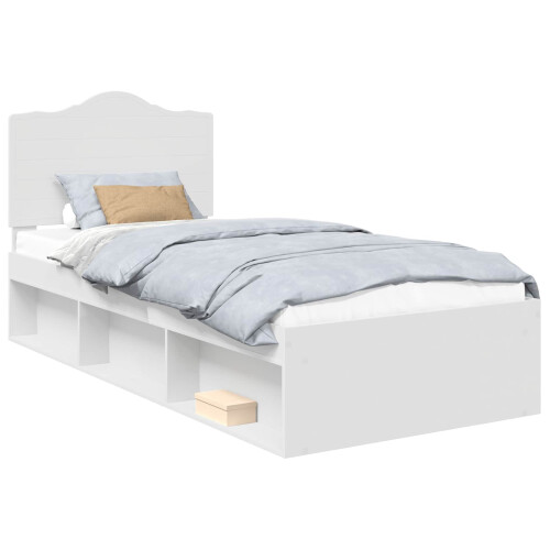 VidaXL vidaXL Bed Frame with Headboard White 90 x 190 cm Solid Pine Wood 1