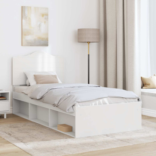 VidaXL vidaXL Bed Frame with Headboard White 90 x 190 cm Solid Pine Wood 2