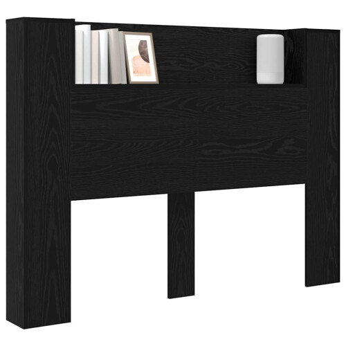VidaXL vidaXL Storage Headboard with LED Black Oak Engineered Wood 2