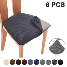 (Dark gray) 6-piece Stretch Jacquard Chair Seat Cover with Cushion