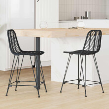 vidaXL Barstuhl 2 stk. Schwarz 44,5 x 54,5 x 97,5 cm Rattan und Eisen