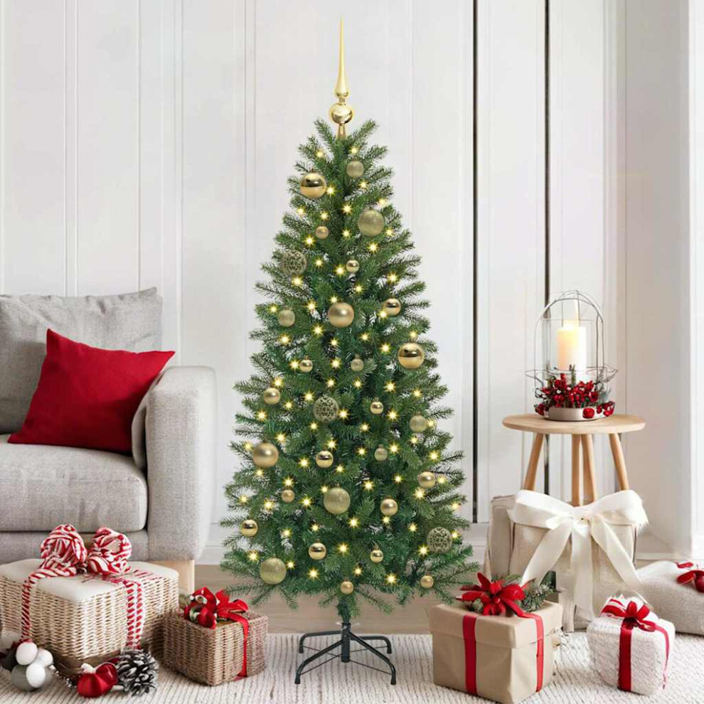 Vidaxl Christmas Bauble Set With 150 Leds 61 Pcs Gold Plastic