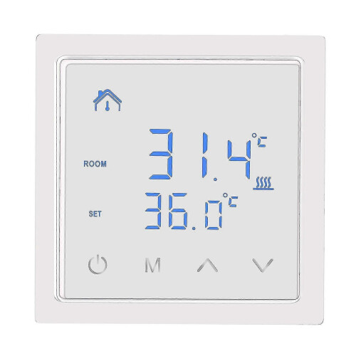 (White) Smart Thermostat 16a Floor Heating Temperature Controller With Led Touch Screen 85-265v Electric Heating Control