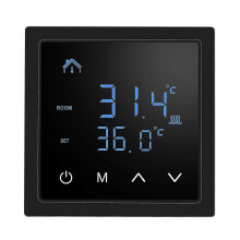 (Black) Smart Thermostat 16a Floor Heating Temperature Controller With Led Touch Screen 85-265v Electric Heating Control