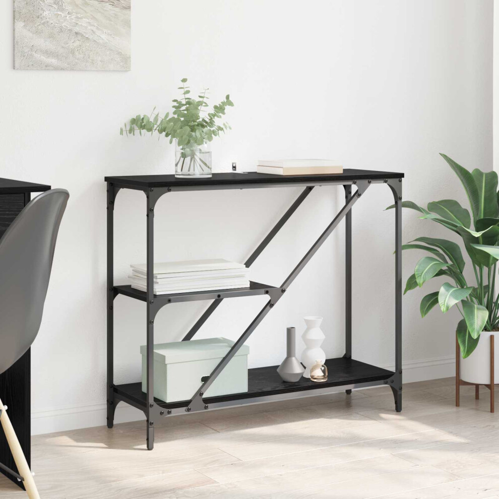 Vidaxl Console Table Oak 88.5 X 30 X 75 Cm Engineered Wood Black