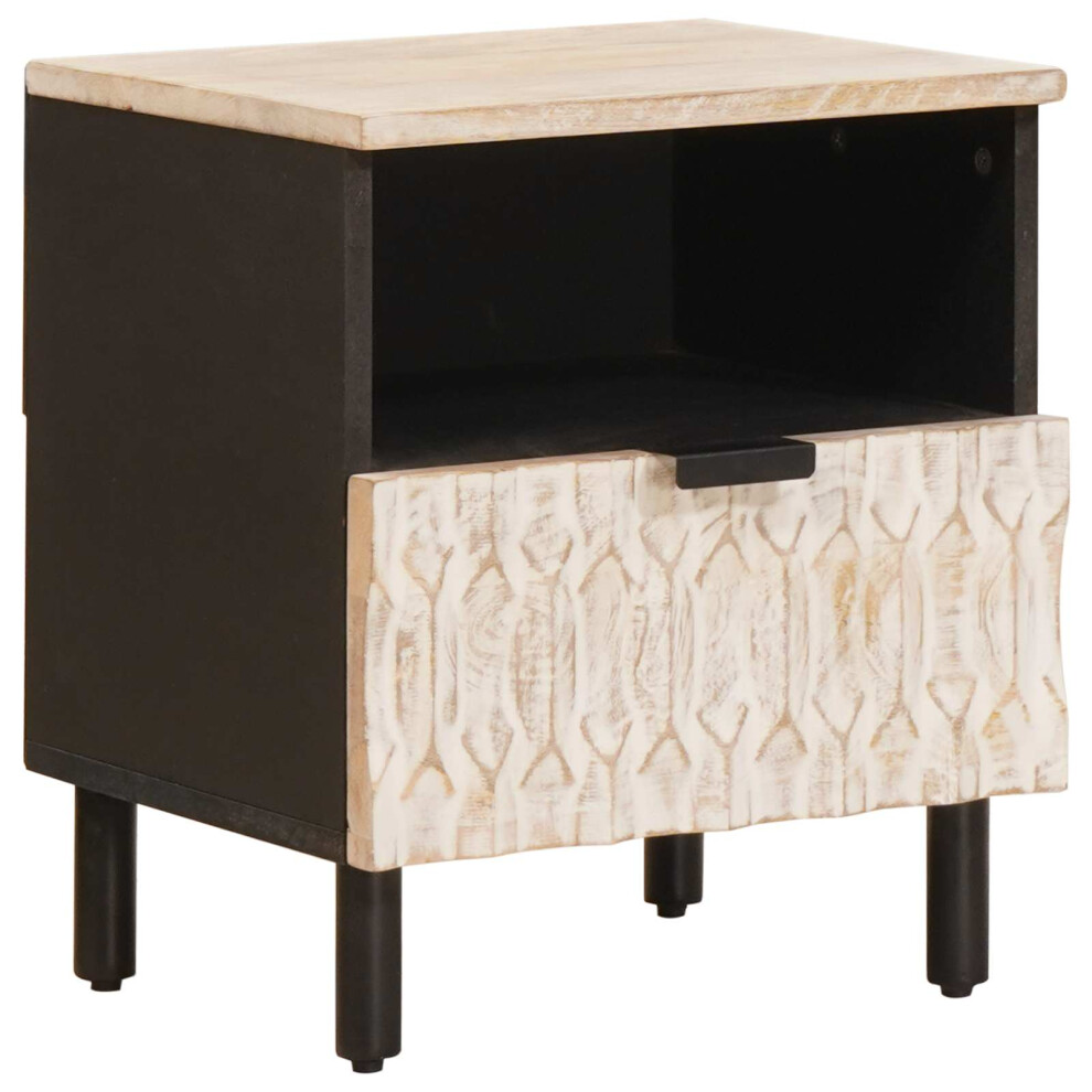 Vidaxl Bedside Cabinet 40 X 33 X 46 Cm Solid Mango Wood White