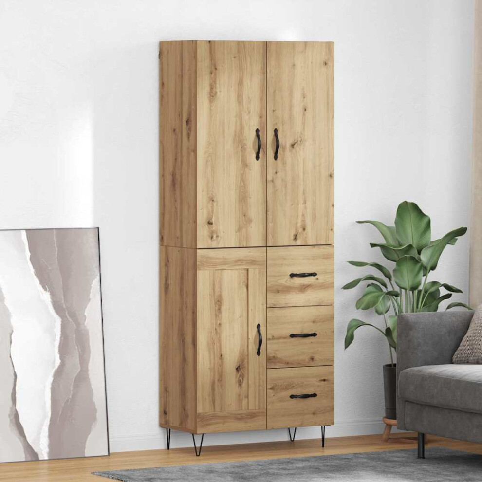 Vidaxl Highboard 2 Pcs Artisan Oak Engineered Wood And Glass