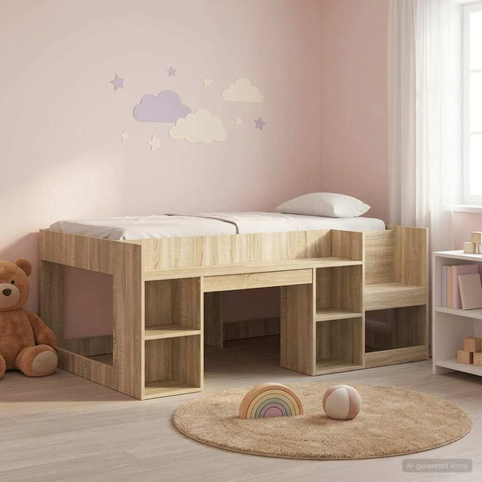 Vidaxl Kids'bed Frame With Storage Sonoma Oak 80 X 160 Cm