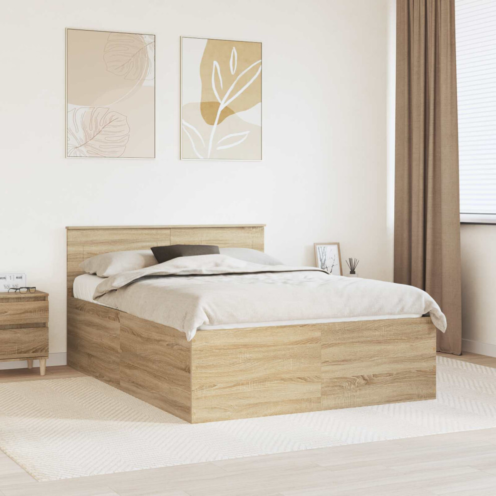 Vidaxl Bed Frame Sonoma Oak 150 X 200 Cm Engineered Wood
