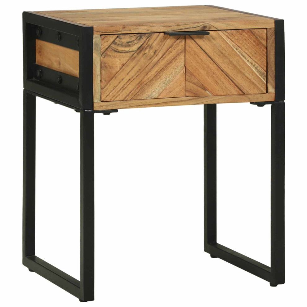 Vidaxl Bedside Table Brown 40 X 35 X 50 Cm Solid Acacia Wood And Metal