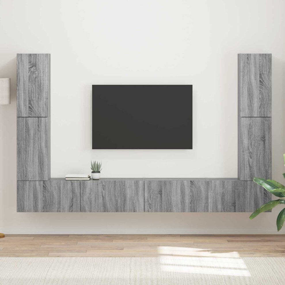 Vidaxl Tv Cabinet Set 8 Pcs Grey Sonoma Engineered Wood