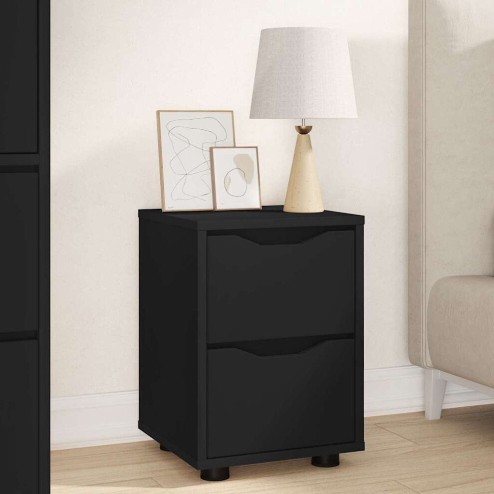 Vidaxl Bedside Table 30.5 X 30 X 43 Cm Engineered Wood Black