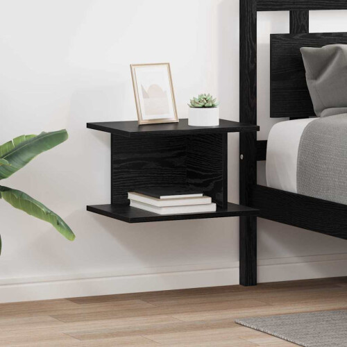 VidaXL vidaXL Bedside Table 2 pcs Black Oak 40 x 30 x 25 cm Engineered Wood