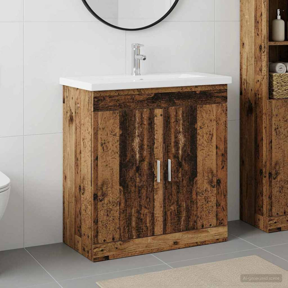 Vidaxl Bathroom Furniture Set Old Wood 81 X 40 X 84.5 Cm