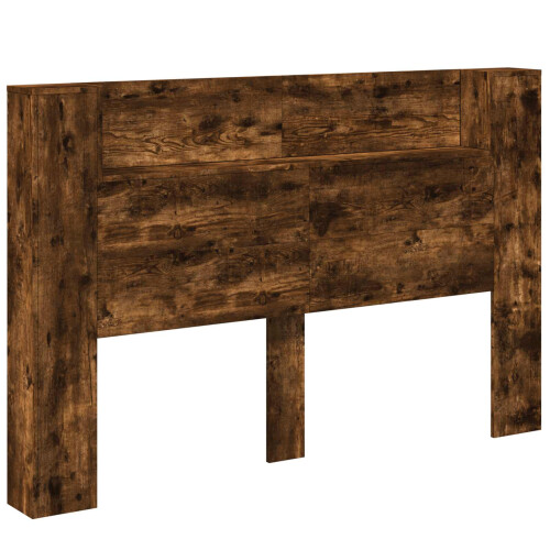 VidaXL vidaXL Storage Headboard with LED Smoked Oak Engineered Wood 1