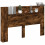 VidaXL vidaXL Storage Headboard with LED Smoked Oak Engineered Wood 3