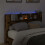 VidaXL vidaXL Storage Headboard with LED Smoked Oak Engineered Wood 4
