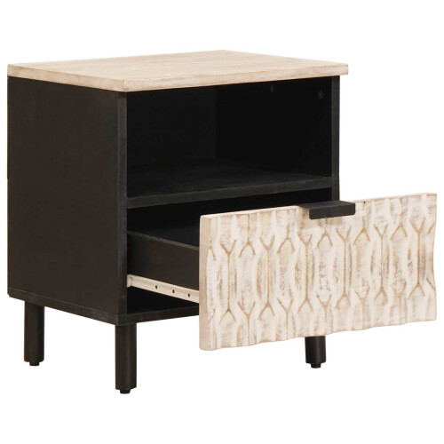 VidaXL vidaXL Bedside Cabinet White 40 x 33 x 46 cm Solid Mango Wood 2