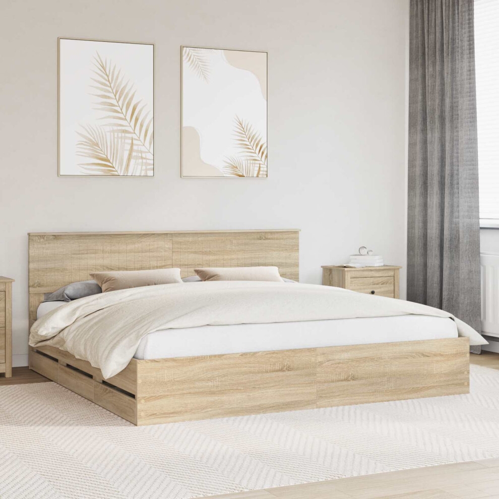 Vidaxl Bed Frame With Drawer Sonoma Oak 200 X 200 Cm Engineer Wood