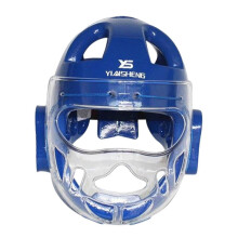 (M, Blue) Karate Headgear Soft Head Gear Safety Head Guard Waterproof Face_Good quality