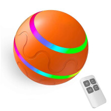 (Orange) Smart Ball For Pets, Interactive Puppy Pet Ball With Remote Control and LED Light, Rechargeable Smart Wicked Busy Ball For Dogs Cats