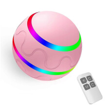 (Pink) Smart Ball For Pets, Interactive Puppy Pet Ball With Remote Control and LED Light, Rechargeable Smart Wicked Busy Ball For Dogs Cats