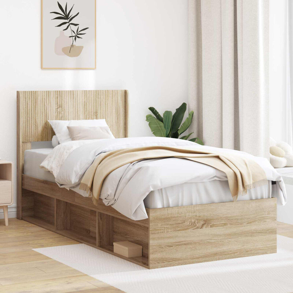 Vidaxl Bed Frame With Storage And Headboard Sonoma Oak 90 X 190 Cm