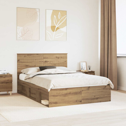 VidaXL vidaXL Bed Frame Artisian Oak 140 x 190 cm Solid Pine Wood