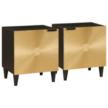 vidaXL Bedside Cabinet 2 pcs Black and Gold 40 x 33 x 46 cm