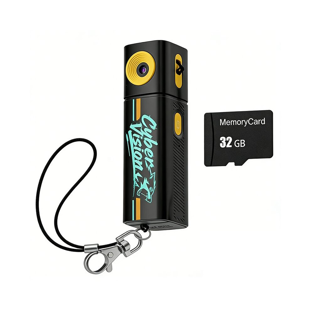2K Digital Action Camera Thumb Keychain Camera Retro Video Recorder Portable Pocket Small Camcorder With 32Gb Black 4712166963018