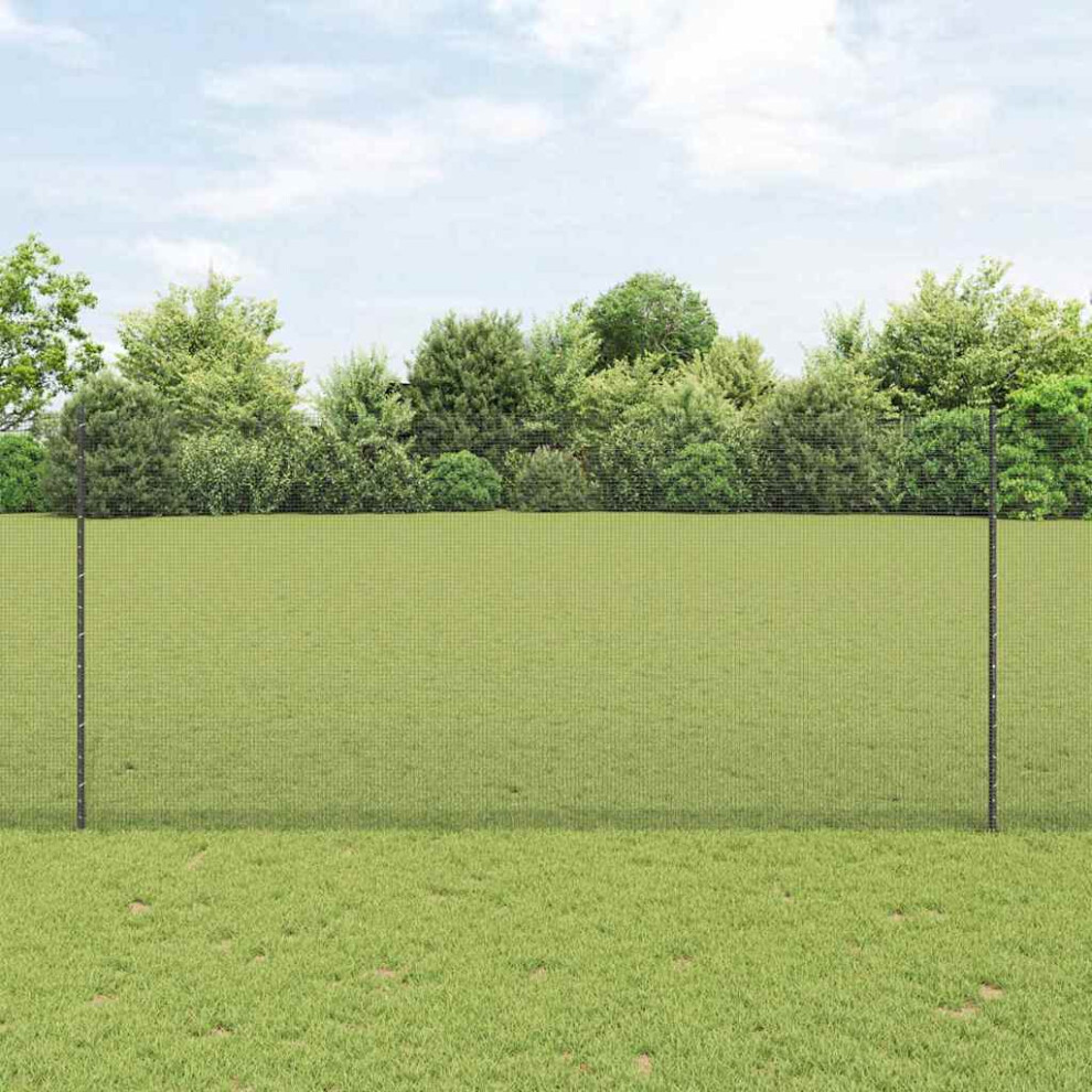 Vidaxl Welded Wire Fence With Post 25 X 1.4 M Pvc-Coated Steel Grey