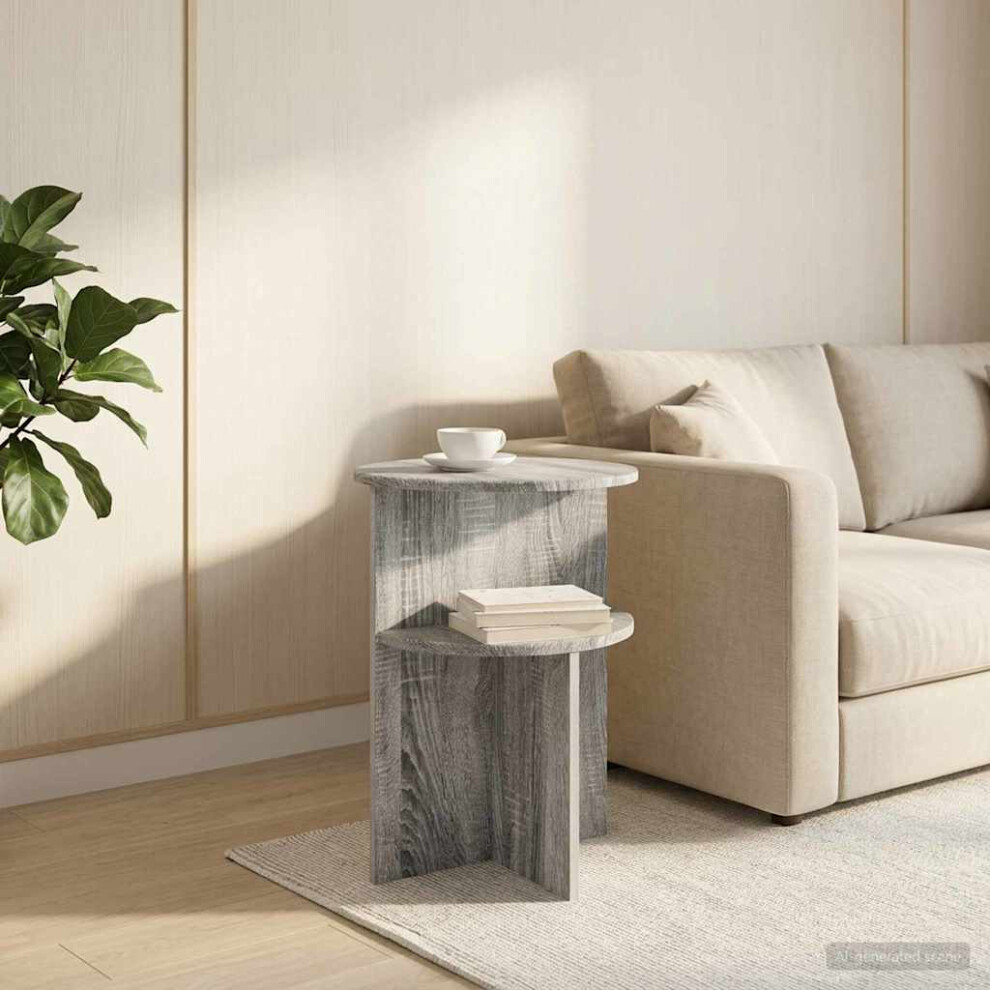 Vidaxl Side Table Grey Sonoma Ø 39.5 X 55 Cm Engineered Wood