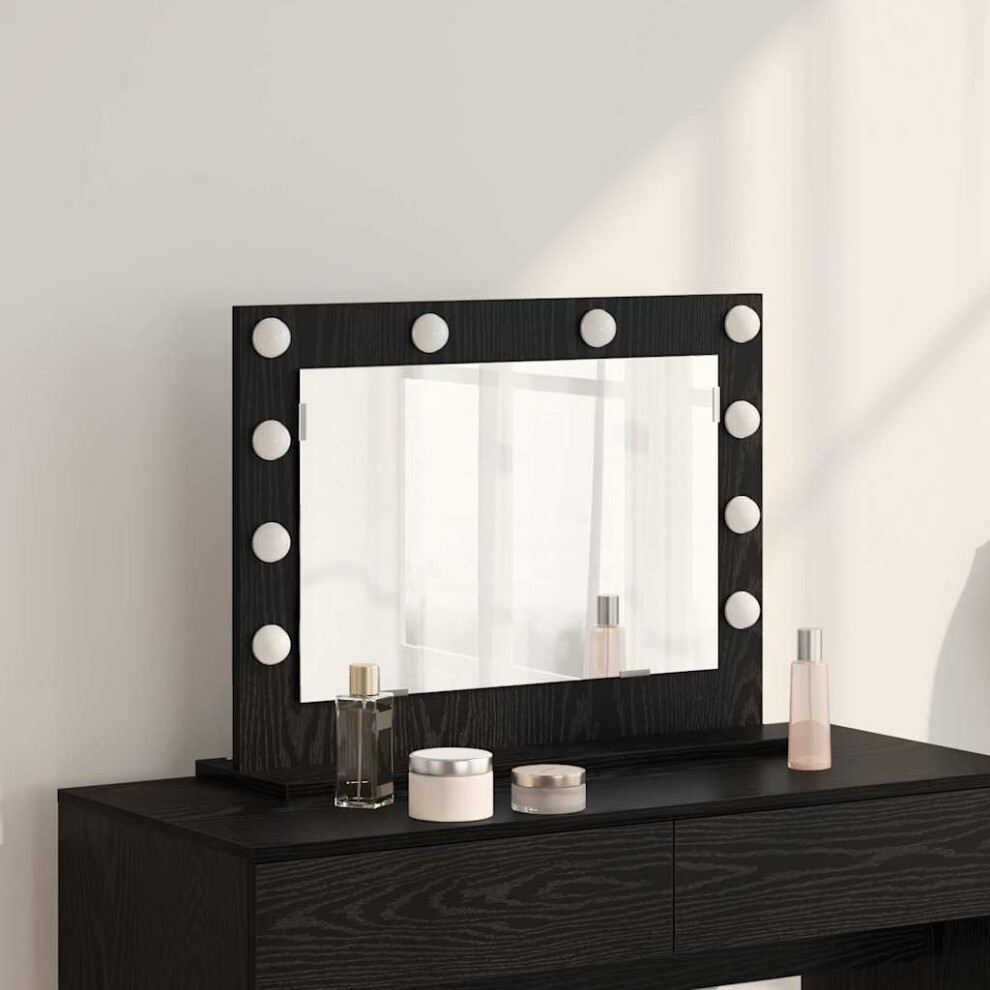 Vidaxl Vanity Mirror Rectangular With Mirror Oak 60 X 45 X 18 Cm Black