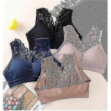 (L Size for 40-67.5 kg, Black - Red - Bean paste) Anti-sagging Bra For Breasts, 3pcs Set, Comfortable Lace Sports Bra, No Underwire