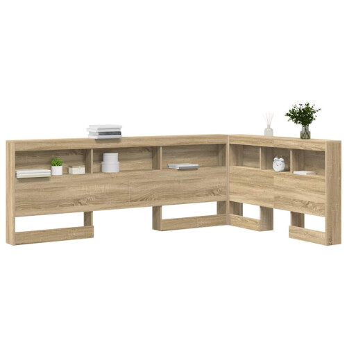 VidaXL vidaXL Storage Headboard with Shelf Sonoma Oak 120 cm Engineered Wood 2