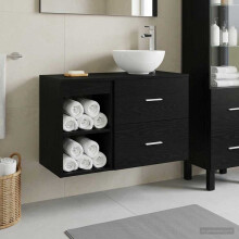 vidaXL Bathroom Furniture Set 2 pcs Black Oak Engineered Wood