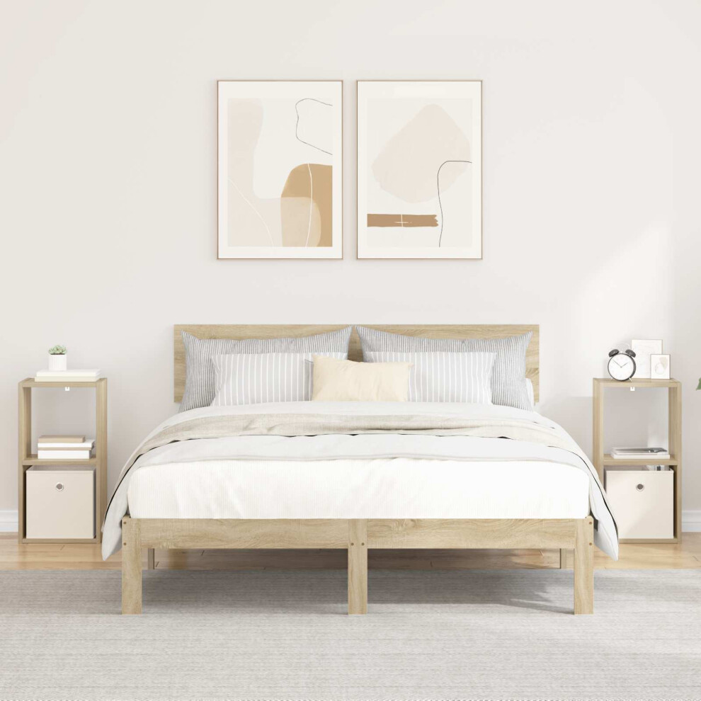 Vidaxl Bedside Table With Drawer 2 Pcs Sonoma Oak 30.5 X 27 X 59.5 Cm