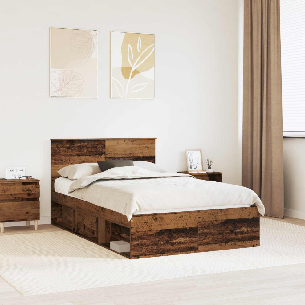 Vidaxl Bed Frame With Headboard Old Wood 120 X 200 Cm Engineered Wood