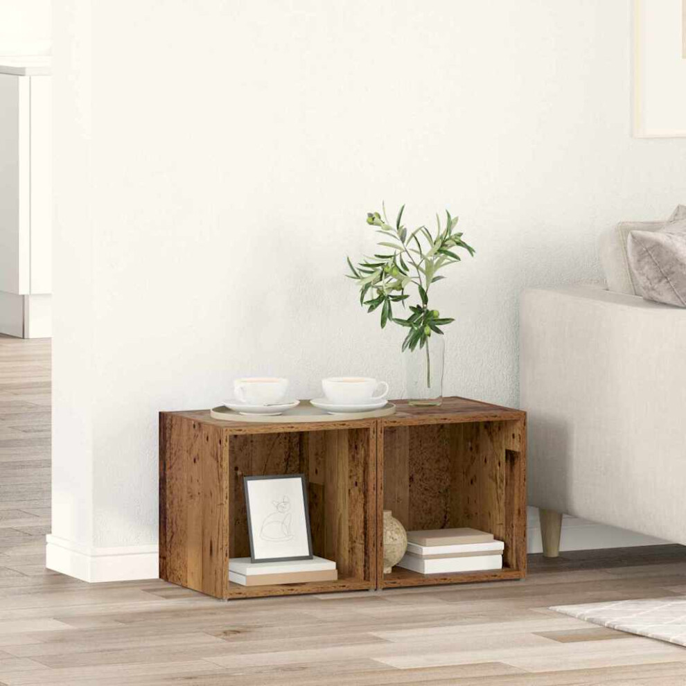 Vidaxl Tv Cabinet Set 2 Pcs Old Wood 37 X 35 X 37.5 Cm Engineered Wood