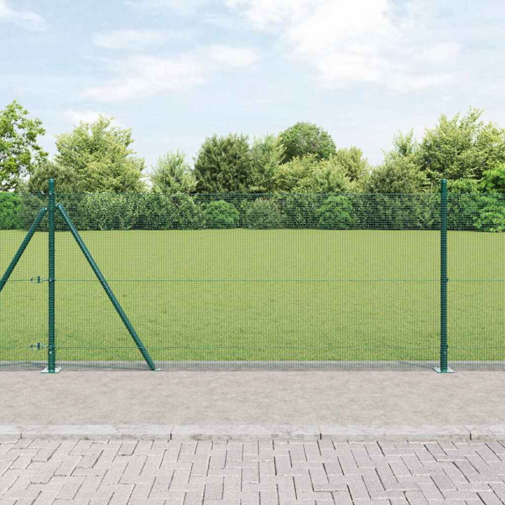 Vidaxl Welded Wire Fence With Concrete Base 10 X 0.8 M Green Mesh